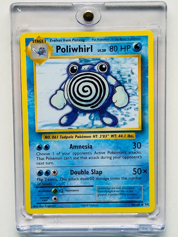 Photo 1 of 593127… Pokémon Poliwhirl card in hard plastic case