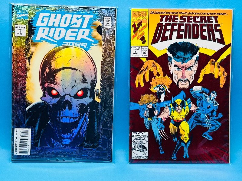 Photo 1 of 593147…2 foil/holo cover #1 comics in plastic sleeves 
