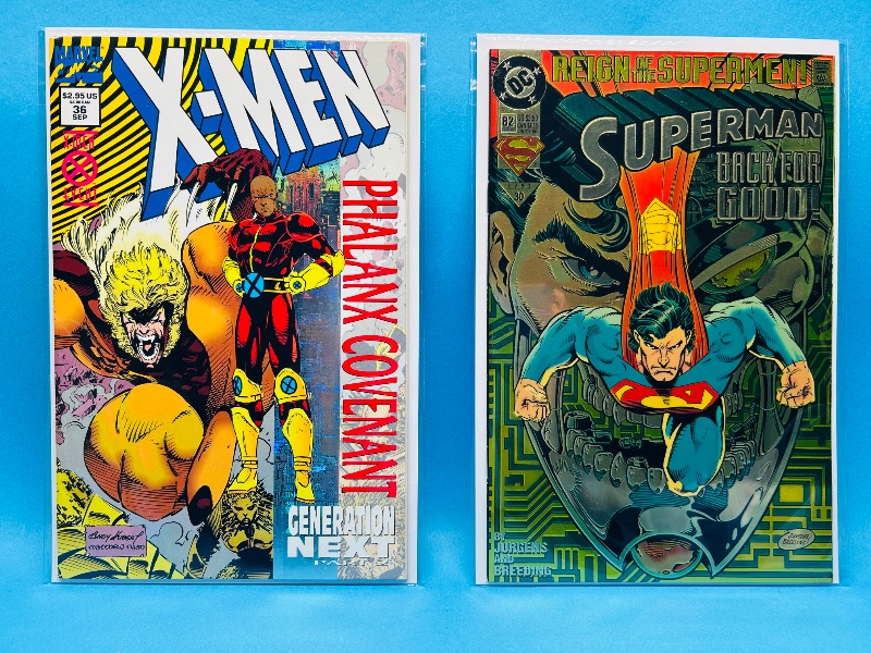 Photo 1 of 593149…specialty chrome/foil cover comics in plastic sleeves 