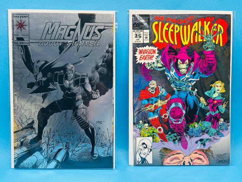 Photo 1 of 593150… specialty chrome/foil cover comics in plastic sleeves 