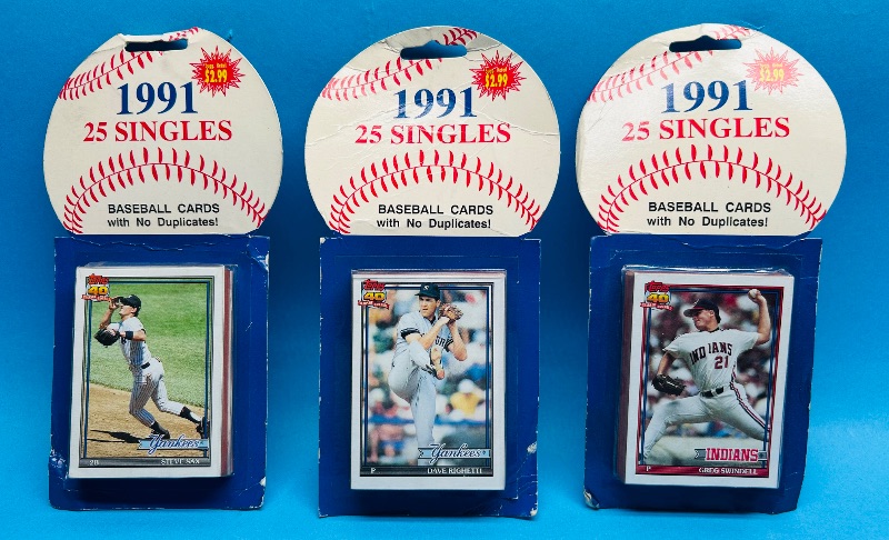 Photo 1 of 593166…final sale no returns/refunds-sealed 1991 baseball card packs-wear from age