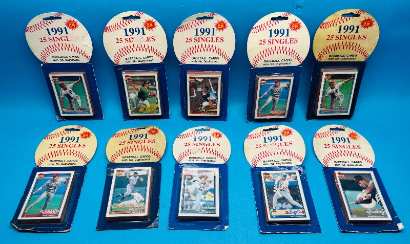 Photo 1 of 593167…worn packaging final sale no returns/refunds-sealed 1991 baseball card packs with bends and worn corner packaging