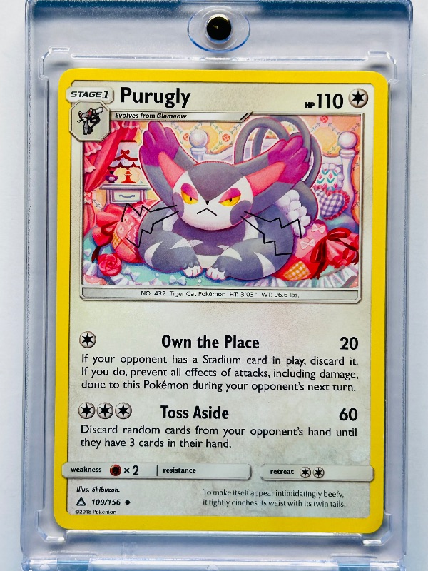 Photo 1 of 593196…Purugly Pokémon card in hard plastic case