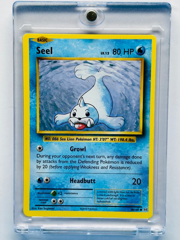 Photo 1 of 593201…Seel Pokémon card in hard plastic case