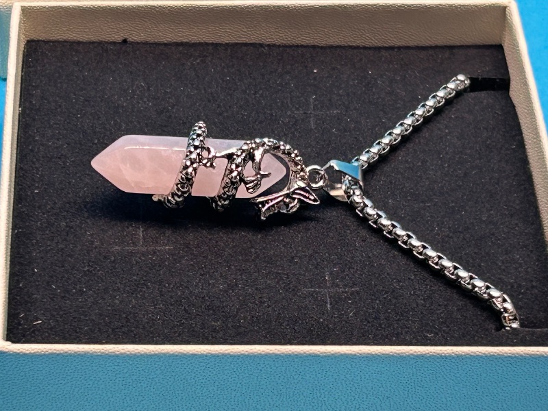 Photo 1 of 593210…polished rock dragon pendant with chain in gift box 