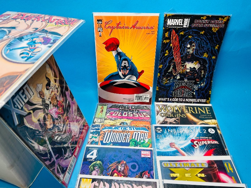 Photo 1 of 593211… final sale no returns/refunds- 140+ mixed comics in box-most sleeved 