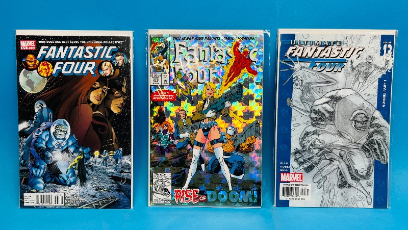 Photo 1 of 593230…3 fantastic four  comics in plastic sleeves 