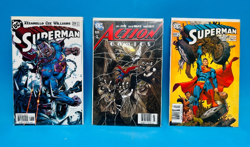 Photo 1 of 593231…3 Superman  comics in plastic sleeves 