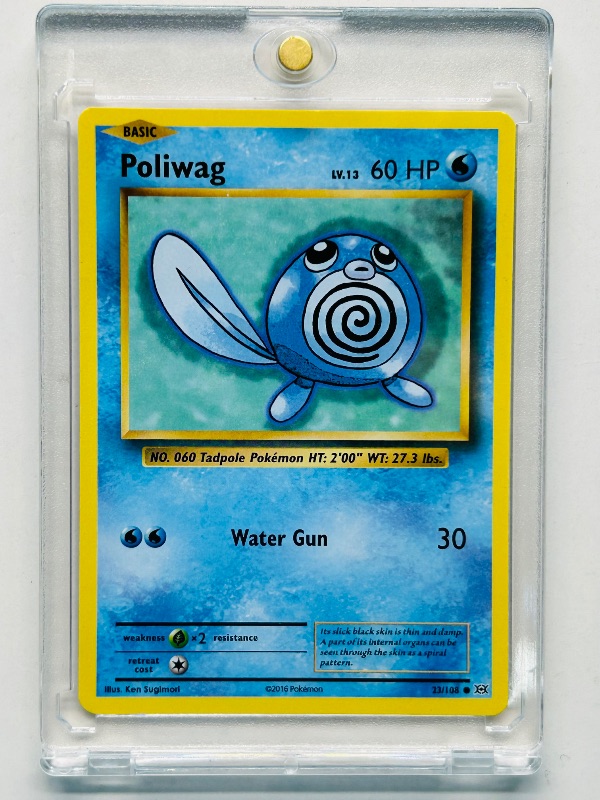 Photo 1 of 593281…Poliwag Pokémon card in hard plastic case