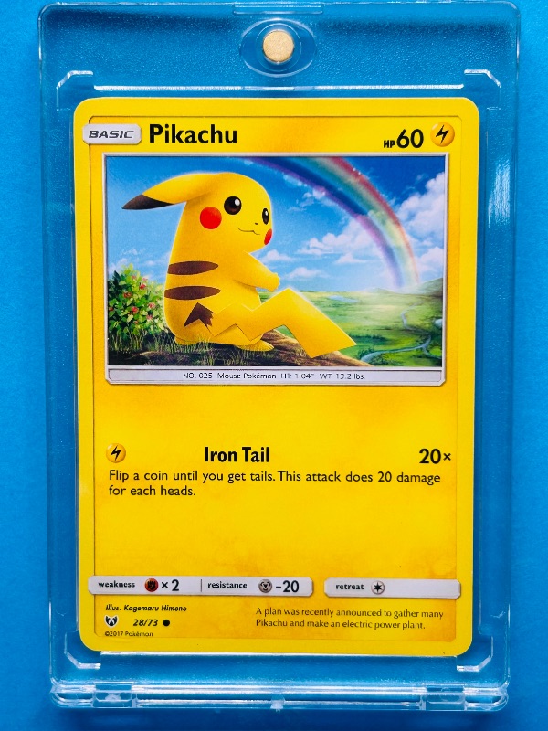Photo 1 of 593284…Pikachu Pokémon card in hard plastic case