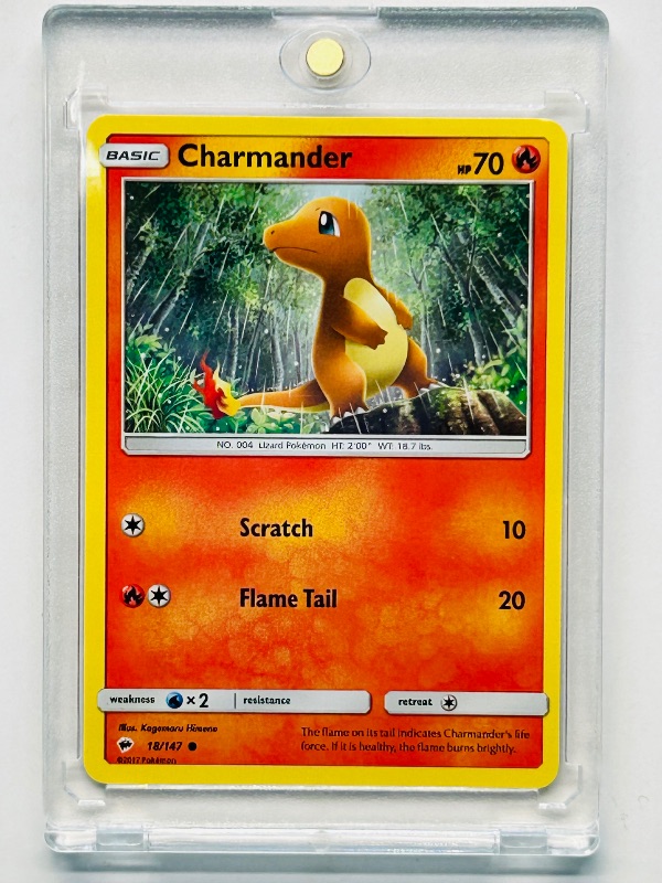 Photo 1 of 593289…Charmander Pokémon card in hard plastic case