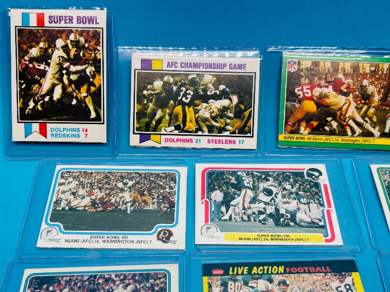 Photo 1 of 593291…13 vintage Super Bowl cards in hard plastic sleeves 