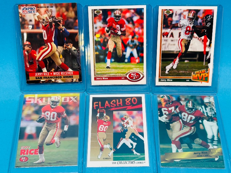 Photo 1 of 593293…6 Jerry Rice cards in hard plastic sleeves 