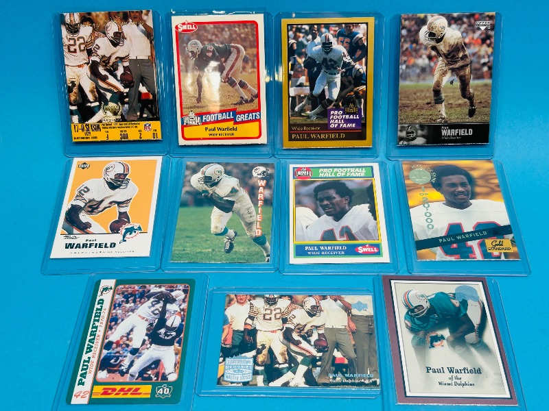 Photo 1 of 593295…11 Paul Warfield  cards in hard plastic sleeves 