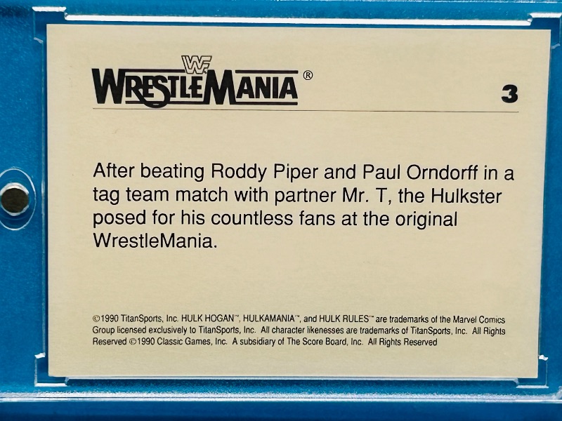 Photo 1 of 593298… vintage 1990 Hulk Hogan wrestle mania card 3 in hard plastic case 