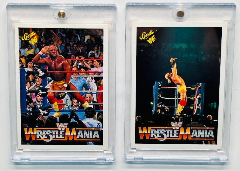 Photo 1 of 593299…2 vintage 1990 Hulk Hogan wrestle mania cards 26 and 40 in hard plastic cases 