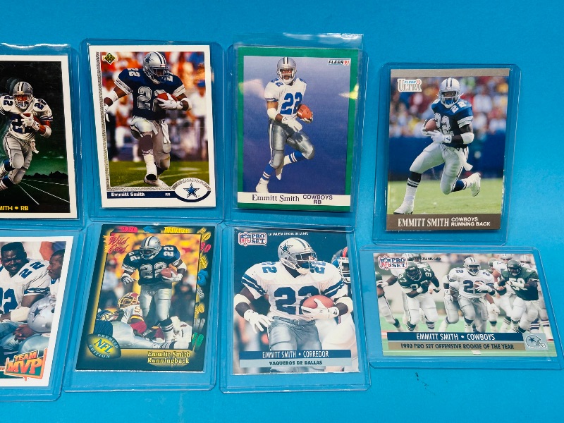 Photo 1 of 593308…12 Emmitt Smith cards in hard plastic sleeves 