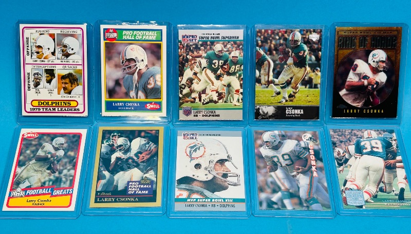Photo 1 of 593309…Larry Csonka cards in hard plastic sleeves 