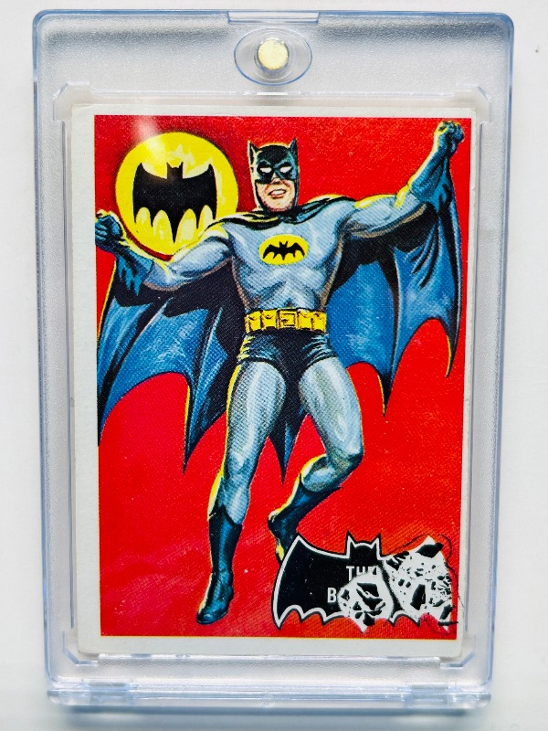 Photo 1 of 593312…1966 Batman Rookie card #1 - misprint front corner- in hard plastic case