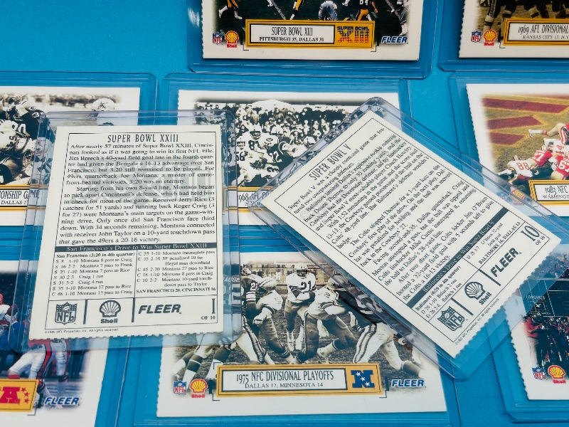 Photo 1 of 593314…Fleer Super Bowl cards 1-10 set in hard plastic sleeves 