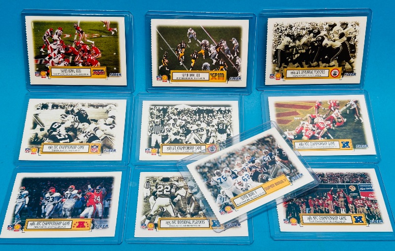 Photo 1 of 593314…Fleer Super Bowl cards 1-10 set in hard plastic sleeves 