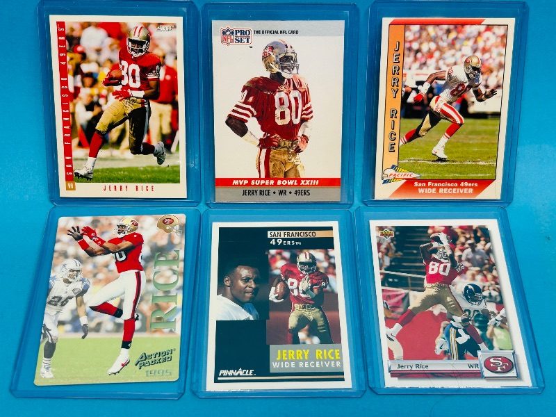 Photo 1 of 593329…Jerry Rice cards in hard plastic sleeves 