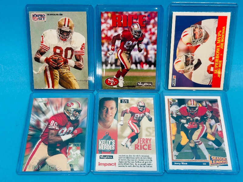 Photo 1 of 593330…Jerry Rice cards in hard plastic sleeves 