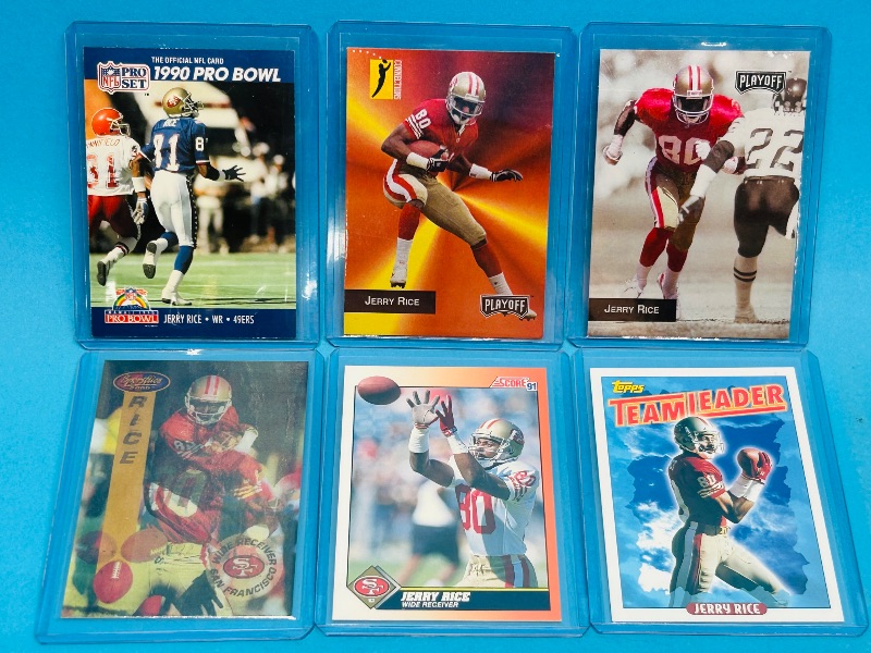 Photo 1 of 593335…Jerry Rice cards in hard plastic sleeves 