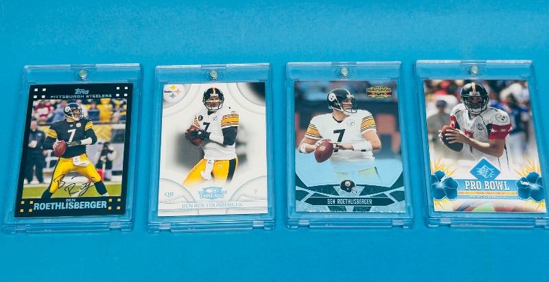 Photo 1 of 593337…4 Ben Roethlisberger cards in hard plastic cases