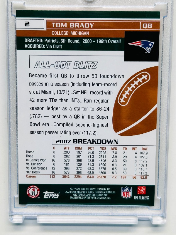 Photo 1 of 593342…Tom Brady card 2  in hard plastic case