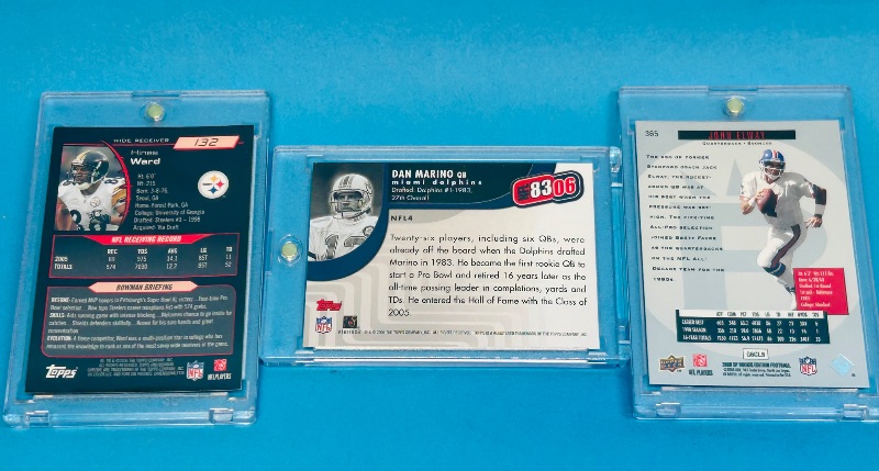Photo 1 of 593344…3 NFL cards  in hard plastic cases
