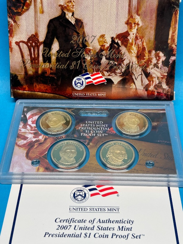 Photo 1 of 593362…2007 US Mint presidential $1 coin proof set with COA