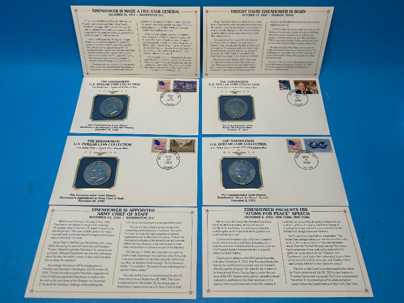 Photo 1 of 593363…4 Eisenhower dollar commemorative coins and covers 