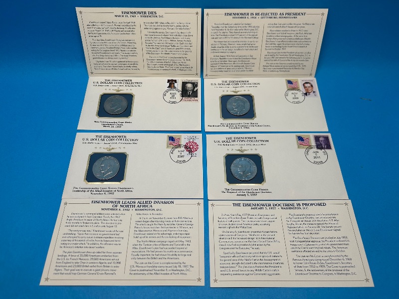 Photo 1 of 593364… 4 Eisenhower dollar commemorative coins and covers 