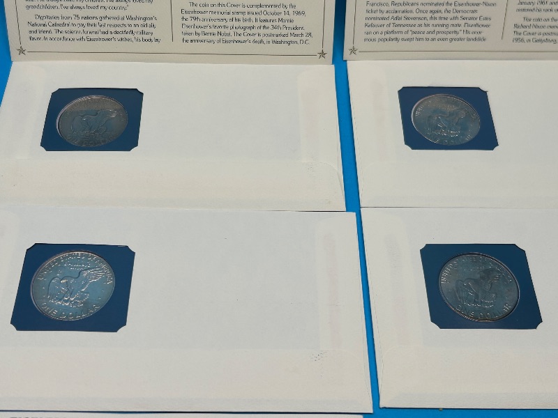 Photo 1 of 593364… 4 Eisenhower dollar commemorative coins and covers 
