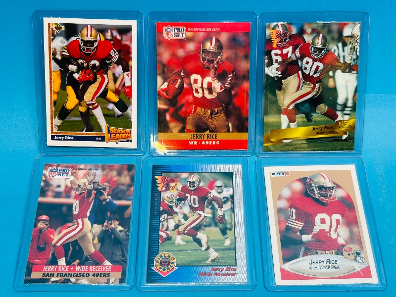Photo 1 of 593399… 6 Jerry Rice cards in hard plastic sleeves 