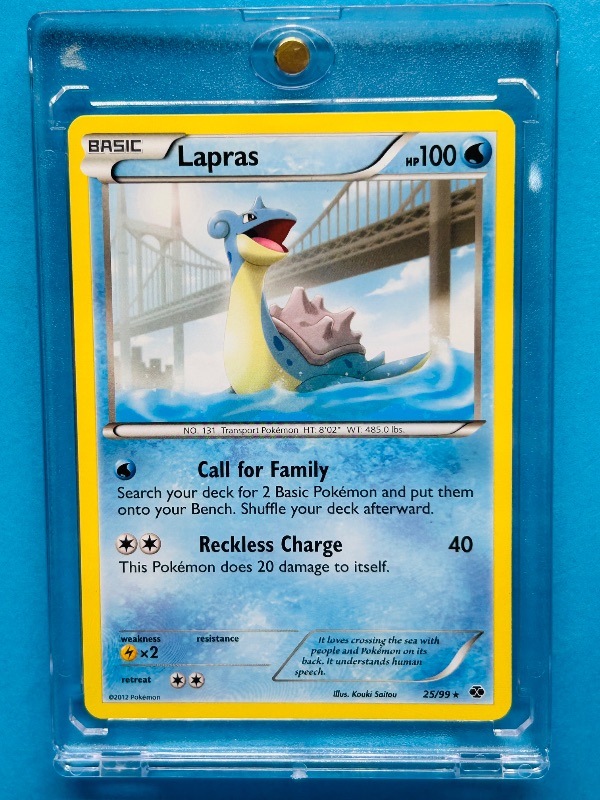 Photo 1 of 593409…Lapras Pokemon card in hard plastic case