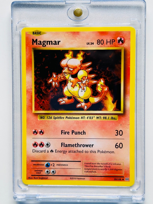 Photo 1 of 593410…Magmar Pokemon card in hard plastic case