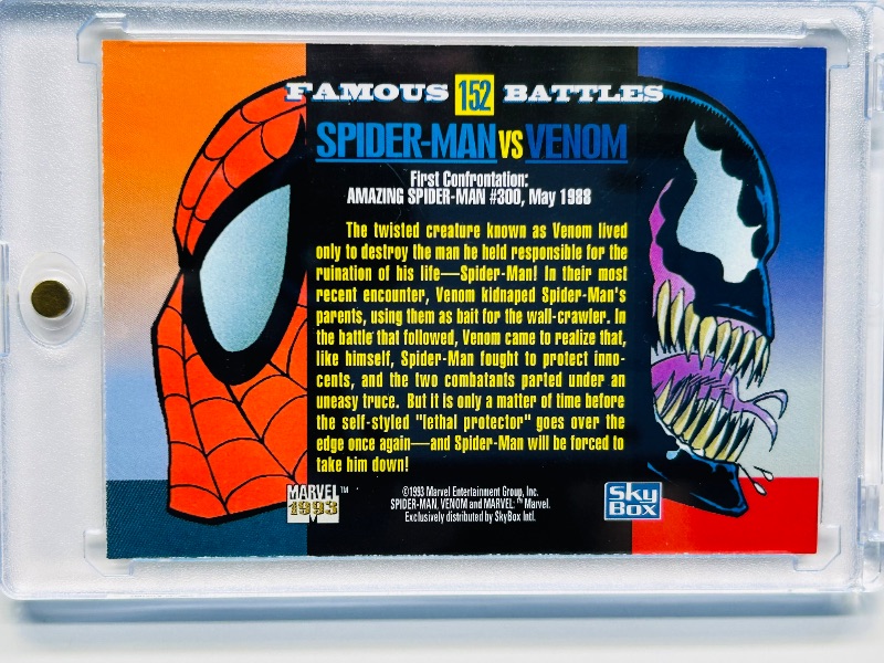 Photo 1 of 593411… Marvel Spider-Man vs. Venom card 152 in hard plastic case