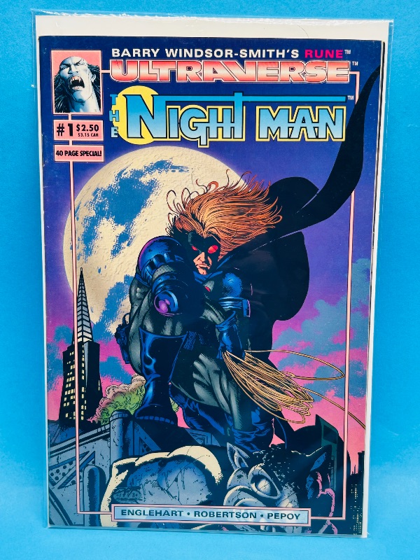 Photo 1 of 593428…ultraverse the night man #1 comic in plastic sleeve