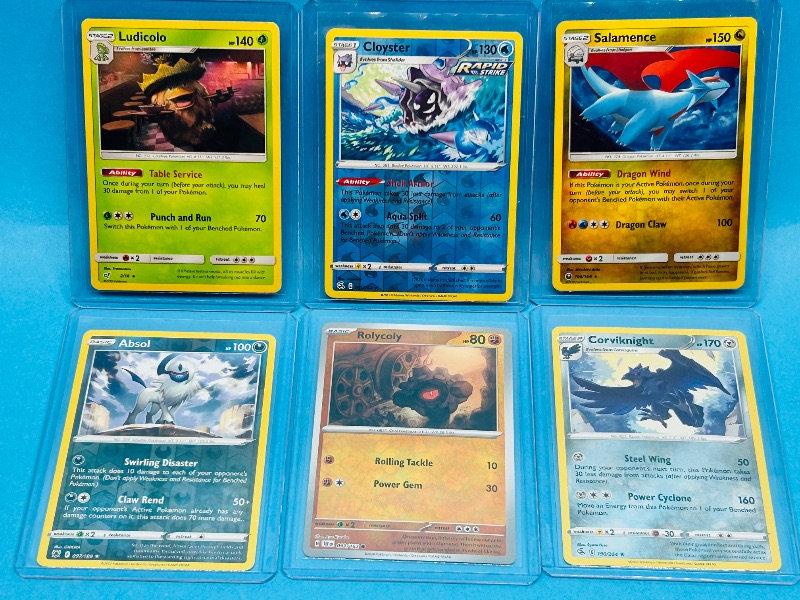 Photo 1 of 593431… 6 reverse and holo Pokémon cards in hard plastic sleeves 