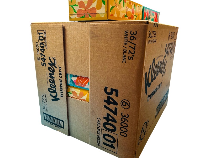 Photo 1 of 593463…36 boxes of Kleenex- 1 case 