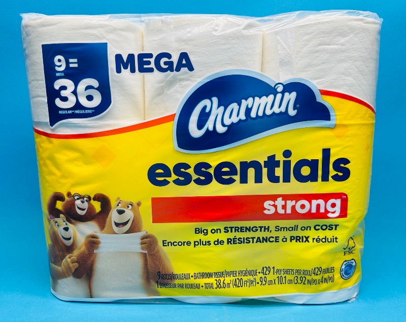 Photo 1 of 593468… 9 Charmin essentials strong mega rolls of toilet tissue 