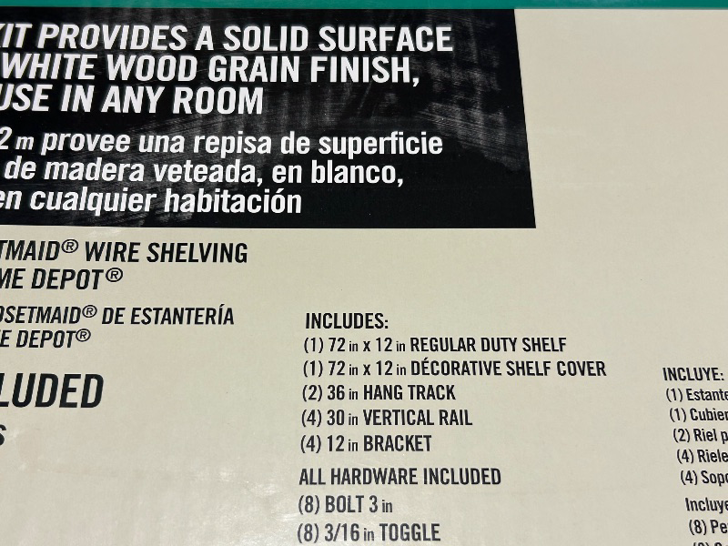Photo 1 of 593470… Everbuilt adjustable shelf kit . 6 foot long x 1 ft deep white wood grain finish