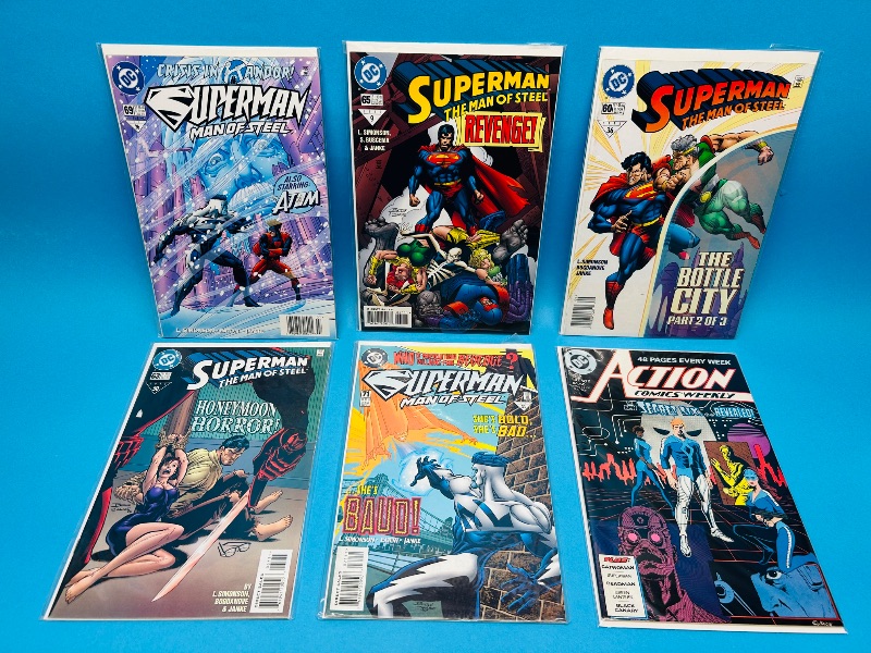 Photo 1 of 593485…6 Superman comics in plastic sleeves 
