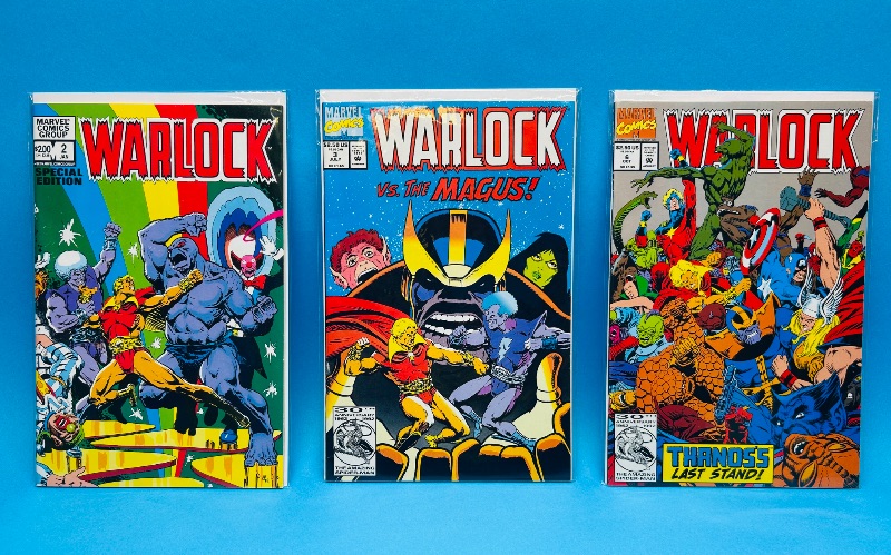Photo 1 of 593501…warlock comics in plastic sleeves 