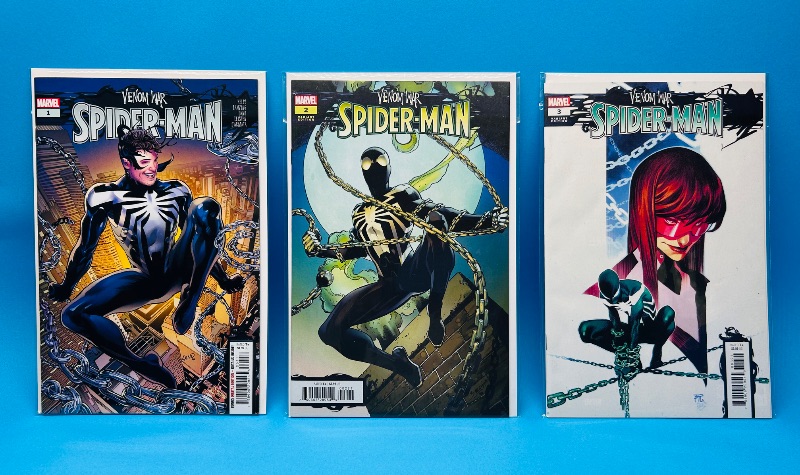 Photo 1 of 593554…Spider-Man venom war #1-3 comics in plastic sleeves 