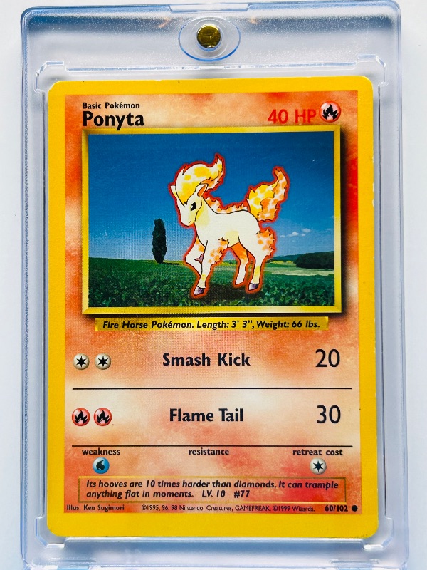 Photo 1 of 593565…Ponyta Pokémon card in hard plastic case