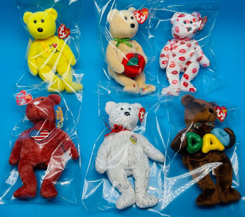 Photo 1 of 593585…6 TY beanie babies in plastic bags 