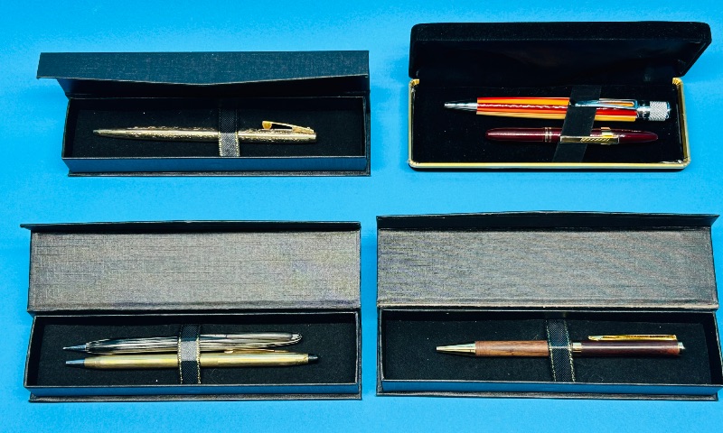 Photo 1 of 593594…6 vintage writing pens in boxes -some work some dont